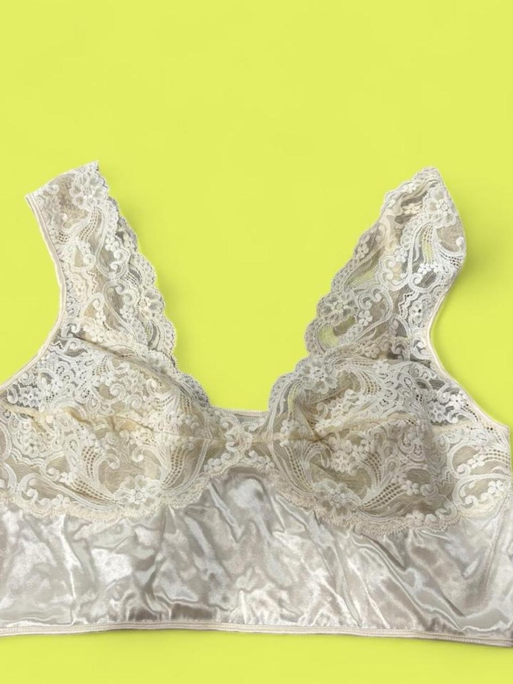 Lace Satin Bralette in Ivory - Elegant Comfort